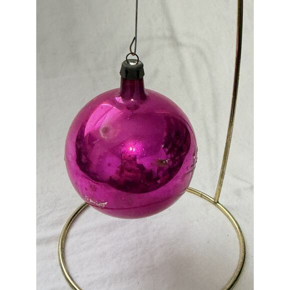 Vintage Fantasia Poland Hand Painted Pink Glitter Christmas Tree Ornament 2.75” - Picture 3 of 4